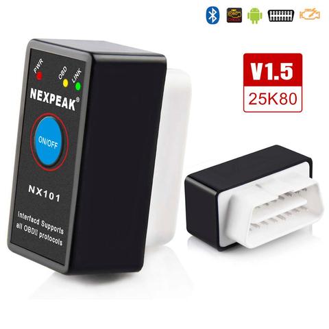 OBD2-adaptador Bluetooth OBD 2 ELM327 EML 327 V 1,5, compatible con todos los protocolos OBD2, escáner automotriz EML327, escáner de diagnóstico automático ► Foto 1/6