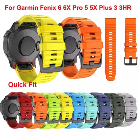 Correa de silicona deportiva para reloj Garmin Fenix 6X 6 6S Pro 5X 5 5S Plus 3 3HR, de liberación rápida, 26, 20 y 22mm ► Foto 1/6