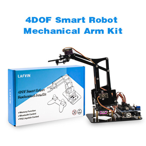 LAFVIN-Kit de garra de brazo mecánico para Robot de juguete acrílico, 4DOF, para Arduino UNO R3, DIY, Robot con CD Tutorial ► Foto 1/6