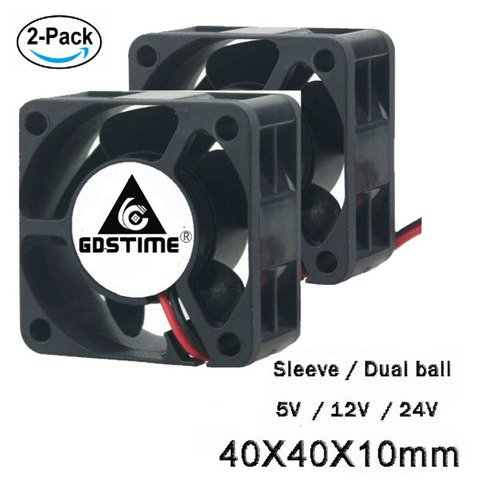 Gdstime-enfriador Axial pequeño, 2 uds., 24V, 12V, 5V, 40mm x 10mm, 4cm, 2 pines, rodamiento de bolas, ventilador de refrigeración sin escobillas, CC, 40x40x10mm, 4010, 3 pines ► Foto 1/6