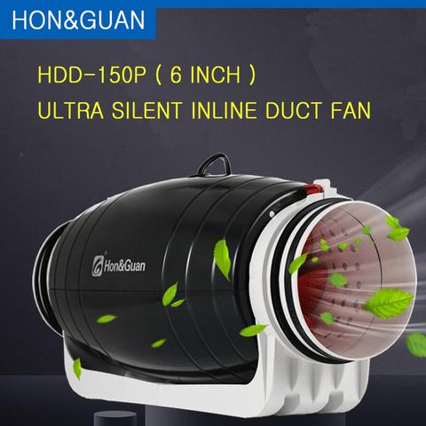 Ventilador de escape hon-guan HDD-150P Conducto de flujo mixto ultradelgado para ventilación de baño comercial residencial; 6 