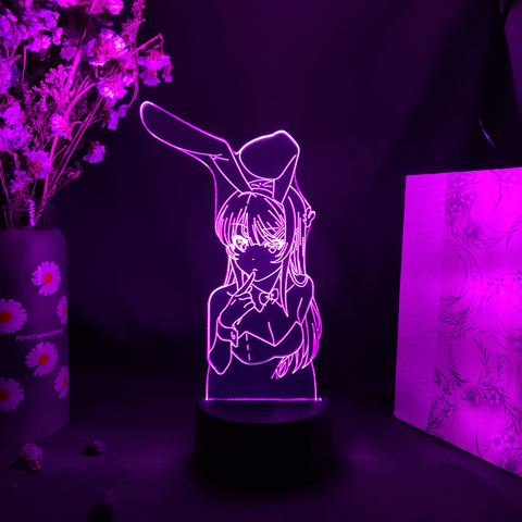 Luz LED de noche de Anime para decoración de dormitorio, lámpara de Manga 3D RGB, regalo para amigos, chica conejito ► Foto 1/1