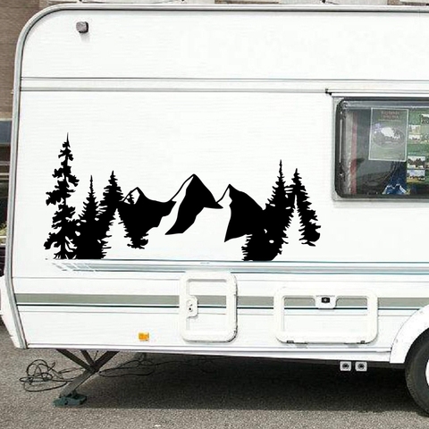 Para SUV RV Camper Offroad Decor , Tree Forest Nature Scene calcomanía de montaña Car Decoration Woodland Timber pegatina de vinilo ► Foto 1/6