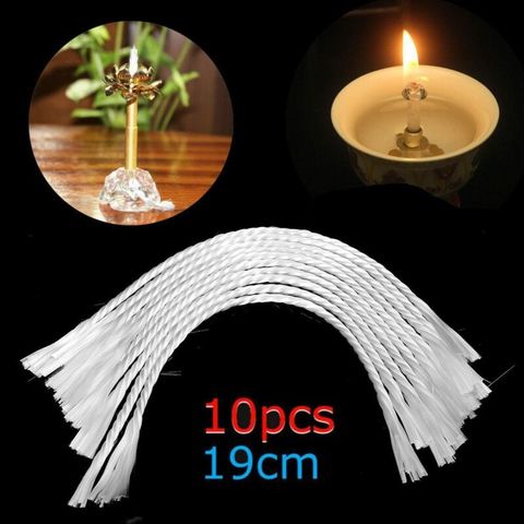 Mechas de fibra de vidrio blancas de 3x190mm, 10 Uds., usadas para velas de cumpleaños, lámparas de aceite artesanales sin humo, suministros de fabricación de velas ► Foto 1/3