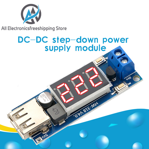 Cargador USB LED de 4,5-40V a 5V y 2A convertidor con módulo de voltímetro, protección automática de bajo consumo de energía ► Foto 1/6