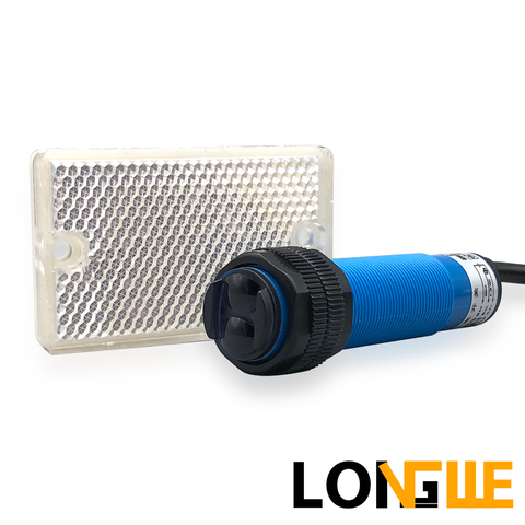 Sensor óptico retrorreflectante LONGWE M18 2m foto interruptor eléctrico de proximidad PE18 para la producción de fibra ► Foto 1/5