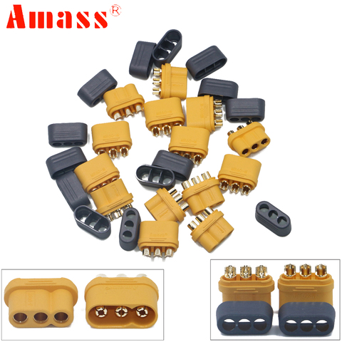 MR60,Amass MR60 enchufe con cubierta protectora 3,5mm conector de 3 núcleos conector T interfaz conector enfundado para modelo RC ► Foto 1/6