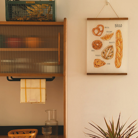 Póster nórdico colgante de madera, colgador de calendario, marco de pan y fruta, impresiones de imágenes de pared para el hogar, sala de estar, cocina, arte de pared ► Foto 1/6