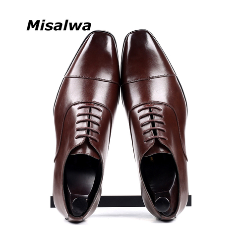 Misalwa, zapatos de vestir clásicos con punta de pico para hombre, Derby de cuero PU con punta de ala, talla grande 38-46 3,5 CM, elegante traje de negocio Formal, Oxford ► Foto 1/6