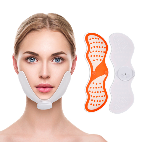 EMS-masajeador de estiramiento Facial electrónico, Estimulador muscular de pulso V, ejercitador de adelgazamiento Facial con almohadillas faciales de Gel, herramientas de estiramiento de la piel ► Foto 1/6