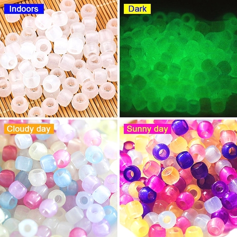 6*8mm UV que cambia las cuentas de color mezclado de acrílico reactivo que brillan en la oscuridad DIY pulsera DIY joyería que hace la inteligencia de los niños ► Foto 1/6