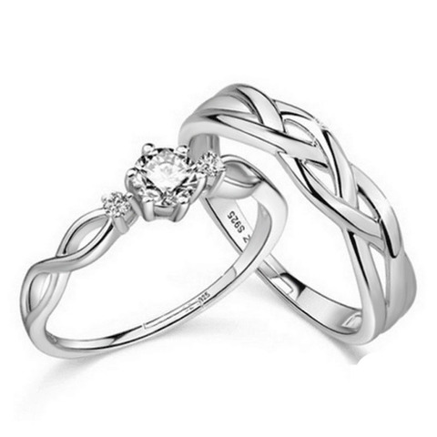 Anillo de circón para parejas, sortija de moda Vashiria, color plata, romántico, infinito, amor infinito, amante de la Cruz Imperial, 2 uds. ► Foto 1/4