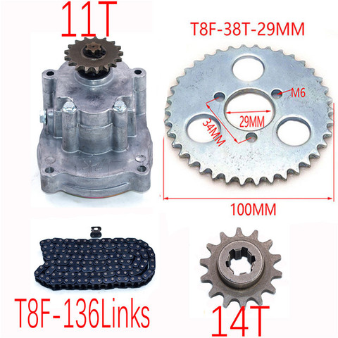 T8F embrague de caja de engranajes de piñón con cadena para 33cc 43cc 49cc Ty Rod II Kart Mini Moto Scooter Xtreme buggy ATV ► Foto 1/6