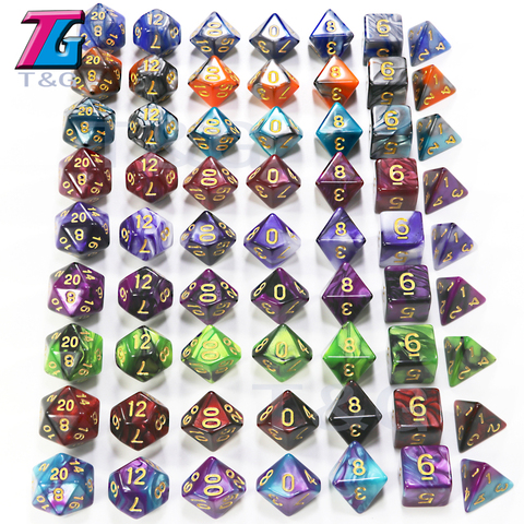 Delicado 7 unids/set dados con la bolsa de juguetes para adultos niños cubos plásticos DnD DND RPG juego de mesa ► Foto 1/6