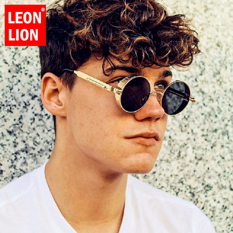 LeonLion-Gafas De Sol góticas Steampunk para hombre y Mujer, anteojos De Sol De marca De diseñador, De Metal, redondas, Vintage ► Foto 1/1