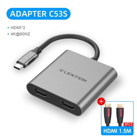 USB C a 2 HDMI Dual pantallas 4K Digital AV adaptador para MacBook Pro (Thunderbolt 3) 2022, 2022 Mac aire/iPad Pro XPS 13/15 ► Foto 1/6