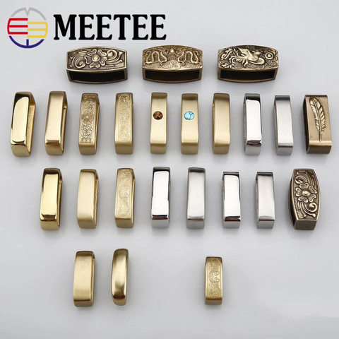 4 piezas Meetee PureCopper Correa hebilla del acero inoxidable accesorios anillos Metal latón sólido lazo correa de cobre anillo 2,5- 4,0 cm ► Foto 1/3