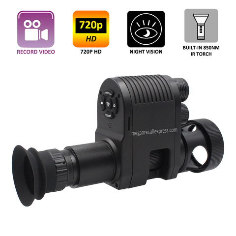 Megaorei 3-cámara de visión nocturna para caza, videocámara HD de 720p, alcance trasero portátil con accesorio incorporado, 850nm, linterna IR ► Foto 1/6