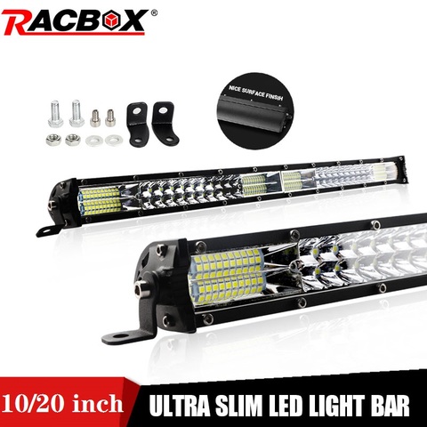 Barra de luz Led delgada para 4x4 ATV Barra de luz LED de doble fila de 10 y 20 pulgadas para 4x4 ATV, Combo de luces de trabajo, estilo de coche, 12V y 24V ► Foto 1/6