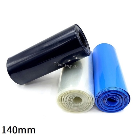 Tubo termorretráctil de PVC de 140mm de ancho, funda de Cable retráctil transparente, azul y negro, para envoltura de película de batería de litio 18650 ► Foto 1/6