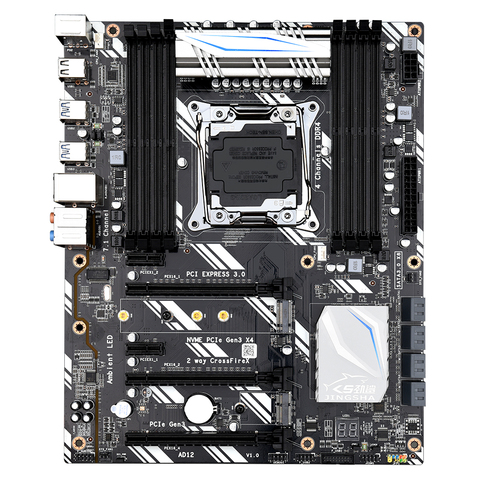 X99 D8 placa base ATX LGA2011 V3 USB3.0 NVME M.2 SSD soporte fuego cruzado wifi 8 DDR4 memoria y Xeon E5 V3 2678 procesador 2680 ► Foto 1/6