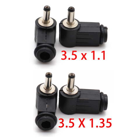 5 uds., negro, 3,5mm x 1,35mm, 1,1mm x 3,5mm, DC, adaptador de enchufe macho, 90 grados, macho ► Foto 1/5