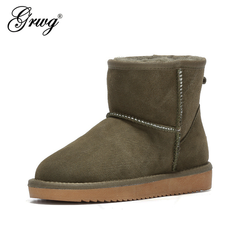 GRWG Espana mujeres nieve botas 100% genuino de piel de vaca Botines de Cuero caliente botas de invierno zapatos de mujer zapatos de gran tamaño 34-44 ► Foto 1/2