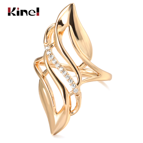 Kinel-anillo de oro rosa 2022 para mujer, joyería étnica de boda, anillos de circón Natural de lujo para mujer, joyería fina 585 ► Foto 1/6