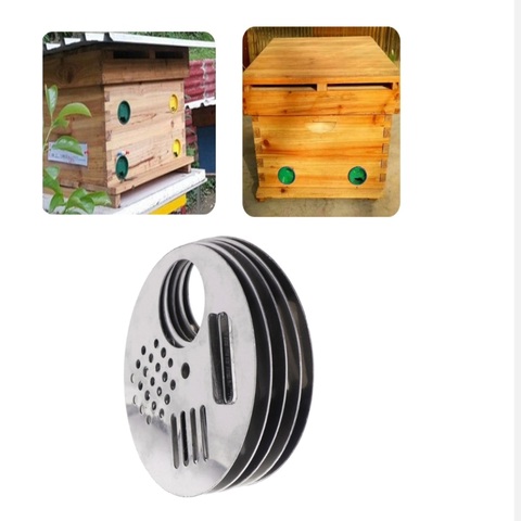10x jaula de puerta de caja de abejas, agujero de acero inoxidable, equipo de nido de apicultura, entrada de colmena ► Foto 1/6