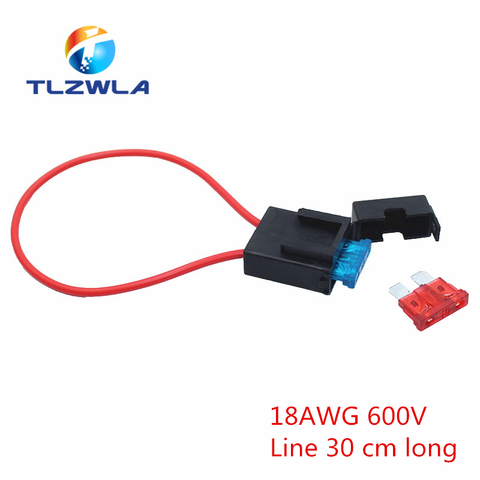 Uds 18AWG 600V fusible en línea bloque de soporte negro rojo para coche barco camión ► Foto 1/3