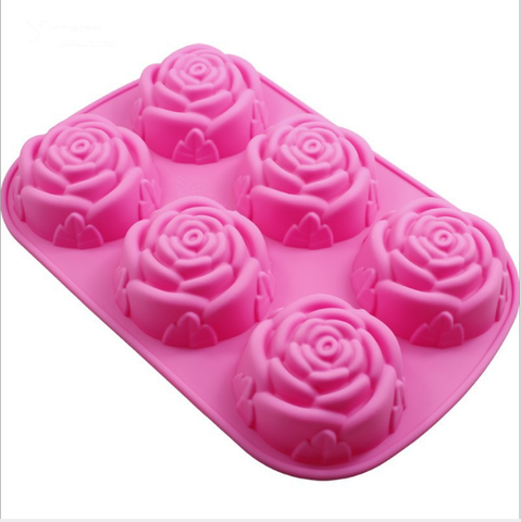 2017 Nuevo 1 Uds 6-flor de Rosa de silicona pastel helado molde para jabón de Chocolate moldes de silicona de 3D de utensilios para hornear plato para hornear Pan ► Foto 1/5