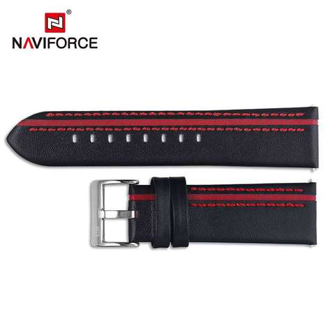 NAVIFORCE Sports-correas de reloj de cuero genuino para hombre, repuesto de pulsera de alta calidad, 24mm, negro y marrón ► Foto 1/6