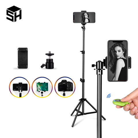 Trípode Selfie de aluminio portátil Universal de cabeza de tornillo 1/4 para soporte de montaje para teléfono móvil cámara Digital con Control remoto Bluetooth ► Foto 1/6