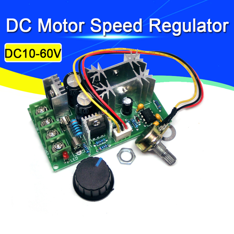 Regulador de velocidad del motor, regulador de corriente DC10-60V DC de 12V, 24V, 36V, 48V, alta potencia Módulo regulador, PWM, controlador de velocidad del Motor 20A ► Foto 1/5