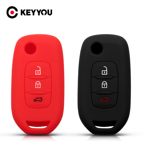 KEYYOU para protector antipolvo para Renault Megane Duster Sandero Kangdoo Captur Twingo funda de silicona para llave del coche estuche protector 3 botones llave de coche de la piel ► Foto 1/6