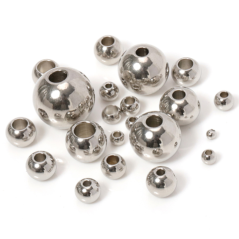 100 piezas de cuentas espaciadoras de acero inoxidable bola suelta agujero grande 1,2mm-5mm para hacer joyas Diy pulseras collar accesorios de cuentas ► Foto 1/6