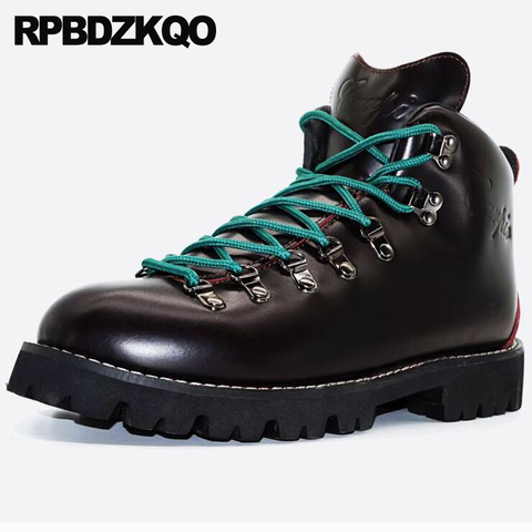 Botines militares de piel auténtica para hombre, botas de combate retro de talla grande, impermeables, de alta calidad, con cordones ► Foto 1/6