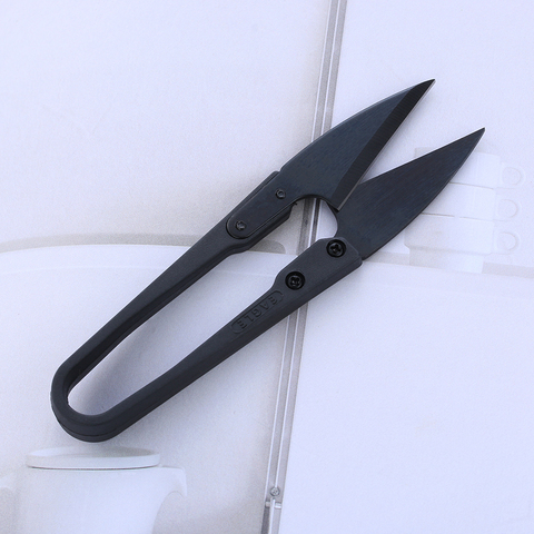 1 pieza de acero al carbono negro en forma de U tijeras de hilo de corte de alambre de costura de corte de costura ► Foto 1/6