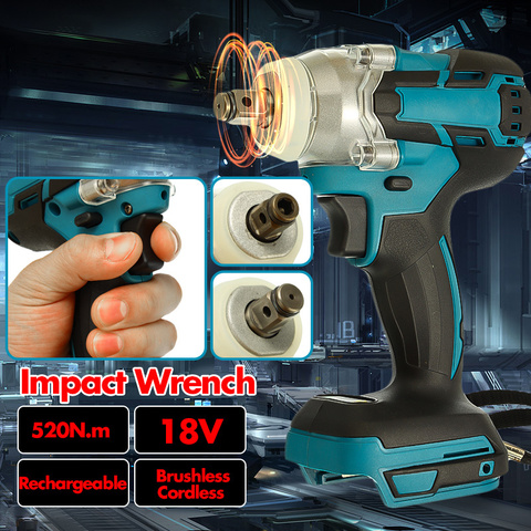 Llave de impacto eléctrica sin escobillas de 18V y 520Nm, llave inalámbrica recargable de 1/2 enchufes, herramienta eléctrica para batería Makita DTW285Z ► Foto 1/6