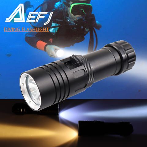 6000Lm XM-L2 impermeable linterna de buceo bajo el agua de 80 metros, linterna LED, luz de la lámpara de Camping Lanterna uso 26650 batería 18650 ► Foto 1/5