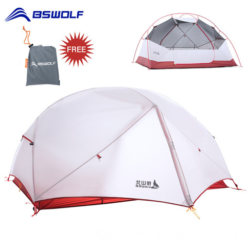 BSWolf 3 estación ultraligera tienda de campaña 2 personas 20D Nylon tela doble capa impermeable senderismo Backpacking tienda con alfombra gratis ► Foto 1/6