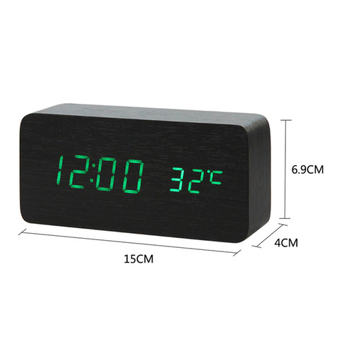 Reloj despertador de madera LED, cronógrafo Digital con Control de voz, decoración de mesa, alimentación por USB/AAA ► Foto 1/4