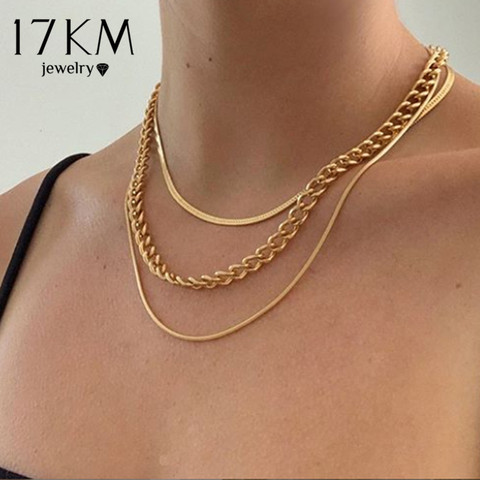 17KM-collar de cadena de serpiente de varias capas para mujer, Gargantilla Vintage de oro con moneda y perlas, collar de suéter, regalo de joyas de fiesta ► Foto 1/6