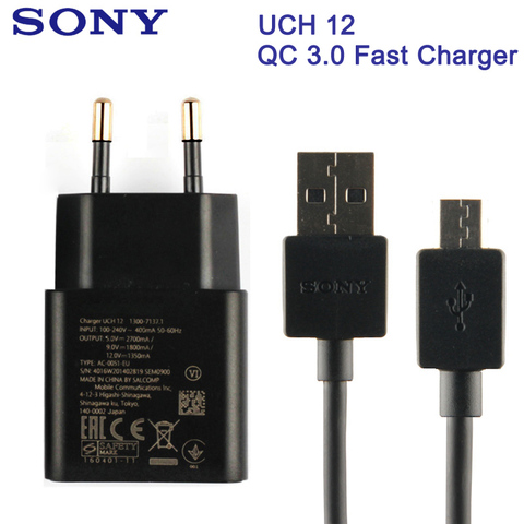 SONY-cargador de pared para viaje UCH12, cargador de carga rápida Original para Sony Xperia XZ3 XZs XA2 Ultra H4233, adaptador de cargador rápido con Cable tipo C ► Foto 1/6