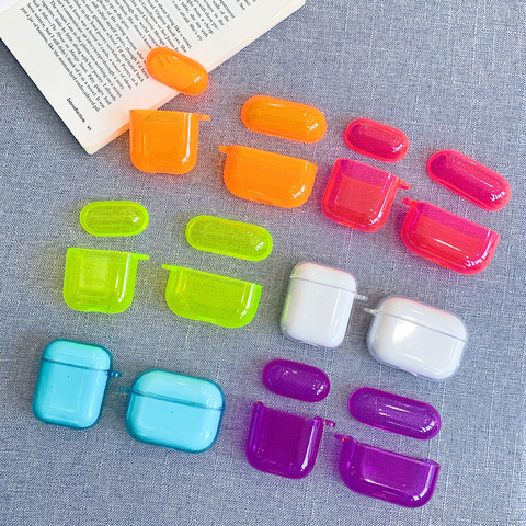 De Color fluorescente auricular caso para los Airpods de Apple Pro auricular inalámbrico para los Airpods 2 1 auriculares suave caja de TPU ► Foto 1/6