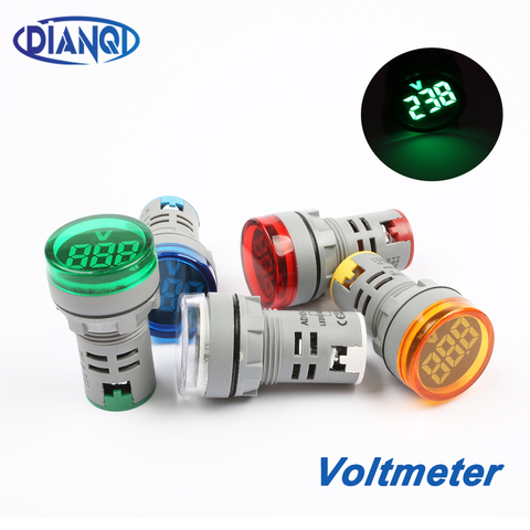 Instrumento de medición de voltaje de 22mm, Mini voltímetro colorido AC20/60 ~ 500V, indicador de AD101-22VM, voltímetro amarillo, verde, azul y blanco ► Foto 1/6