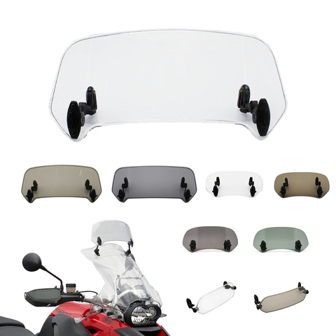 Extensión Universal para parabrisas de motocicleta, alerón ajustable, Deflector de parabrisas con abrazadera para BMW, KAWASAKI, YAMAHA, HONDA y SUZUKI ► Foto 1/6