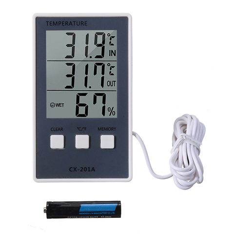 1 pieza blanco y gris alta precisión digital LCD grande interior/exterior medidor de temperatura y humedad instrumentos de temperatura ► Foto 1/6