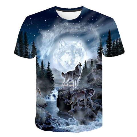 Camiseta de moda para hombre, camisa divertida con estampado 3D de Lobo, de manga corta, para verano, 6XL, 2022 ► Foto 1/6