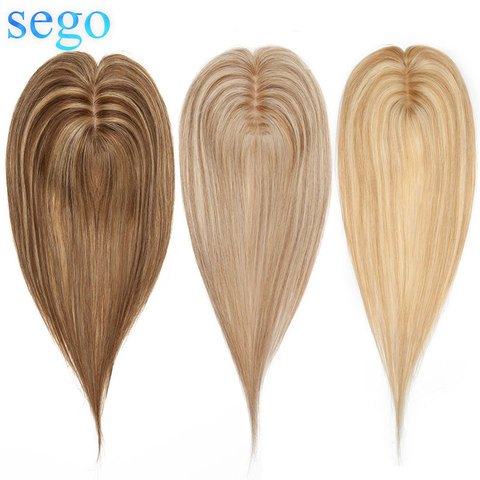 SEGO-Base de seda para cabello humano para mujer, 6x9cm, de pelo Natural extensiones de línea, pelo indio liso ► Foto 1/6